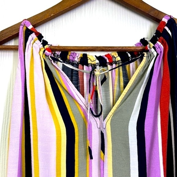 Loft - Striped Colorful Halter Sleeveless Pocket Swing Dress Size Medium - Picture 9 of 11
